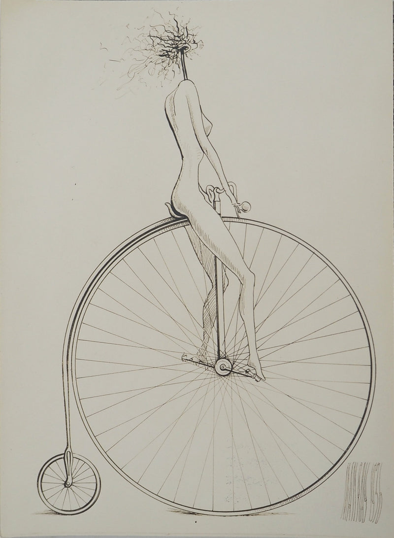 MAN RAY : Figure au bicycle, oeuvre originale (vue générale) - Crédit photo : Galerie Art.Paris