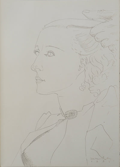 MAN RAY : Profil de femme se faisant coiffer, oeuvre originale (vue générale) - Crédit photo : Galerie Art.Paris