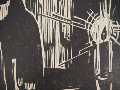 Erich ZIMMER : Jeune fille au chat, Gravure sur bois originale (photo de détail 4) - Crédit photo : Galerie Art.Paris