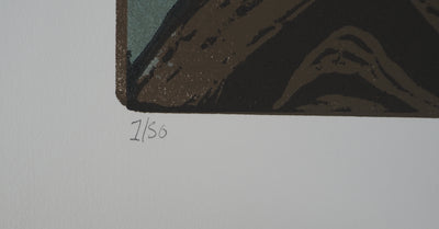 Sylvain SALOMOVITZ : Barcelone et ses oiseaux, Gravure sur bois originale (photo de détail 6) - Crédit photo : Galerie Art.Paris
