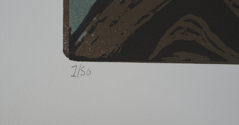 Sylvain SALOMOVITZ : Barcelone et ses oiseaux, Gravure sur bois originale (photo de détail 6) - Crédit photo : Galerie Art.Paris