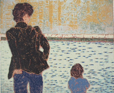 Edouard MARTIN : Mère et fille, Gravure sur bois originale (photo de détail 3) - Crédit photo : Galerie Art.Paris