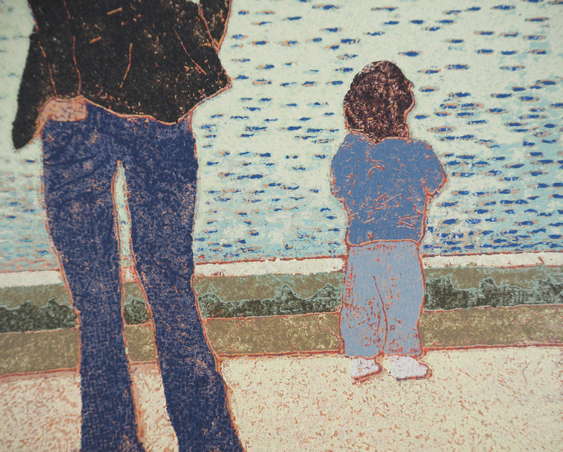 Edouard MARTIN : Mère et fille, Gravure sur bois originale (photo de détail 4) - Crédit photo : Galerie Art.Paris