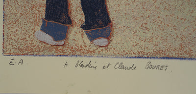 Edouard MARTIN : Mère et fille, Gravure sur bois originale (photo de détail 6) - Crédit photo : Galerie Art.Paris