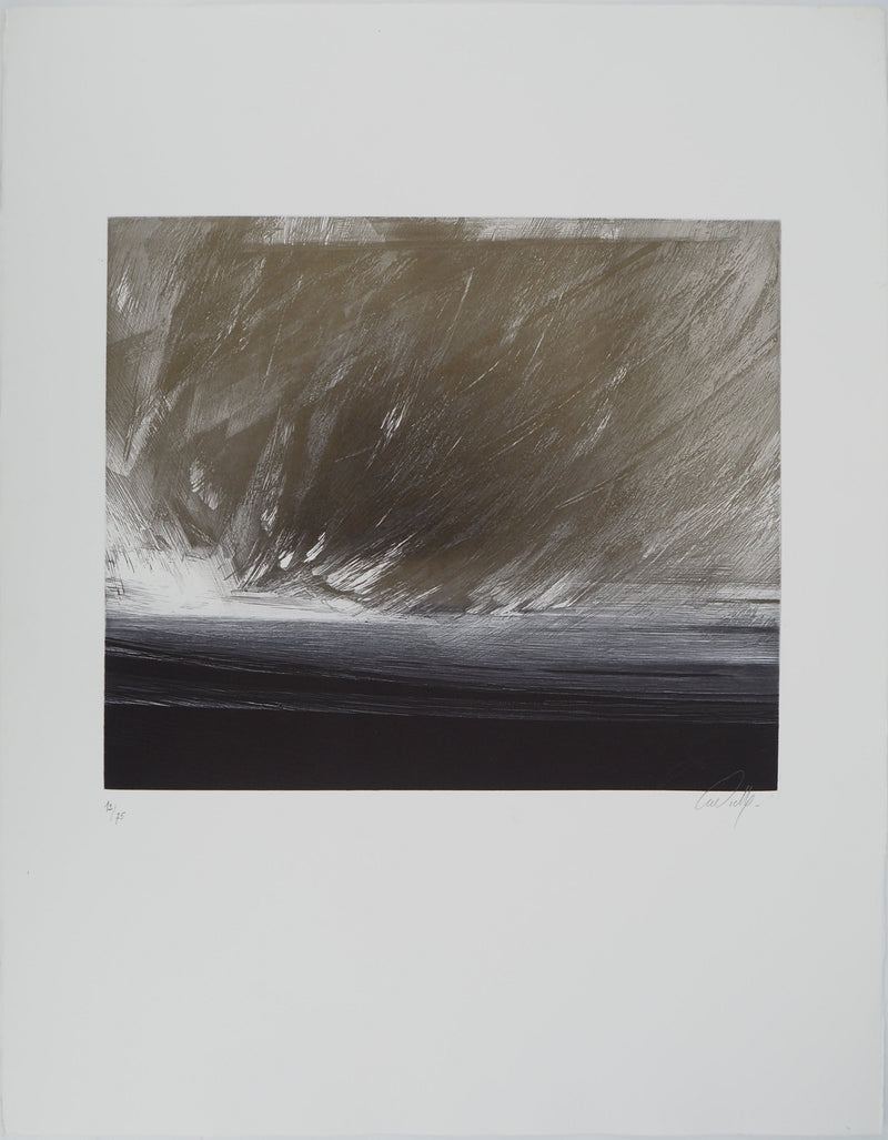 Christiane VIEILLE : Composition abstraite, Gravure originale (vue générale) - Crédit photo : Galerie Art.Paris