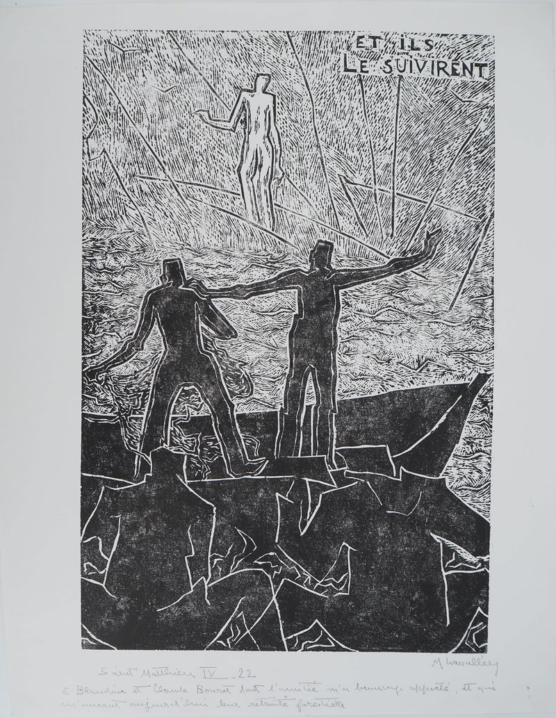 Monique LAVALLEE : Saint Mathieu, Gravure sur bois originale (vue générale) - Crédit photo : Galerie Art.Paris