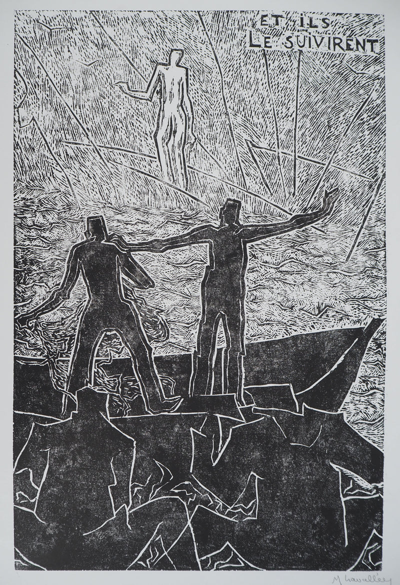 Monique LAVALLEE : Saint Mathieu, Gravure sur bois originale (photo de détail 2) - Crédit photo : Galerie Art.Paris