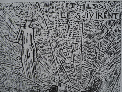 Monique LAVALLEE : Saint Mathieu, Gravure sur bois originale (photo de détail 3) - Crédit photo : Galerie Art.Paris