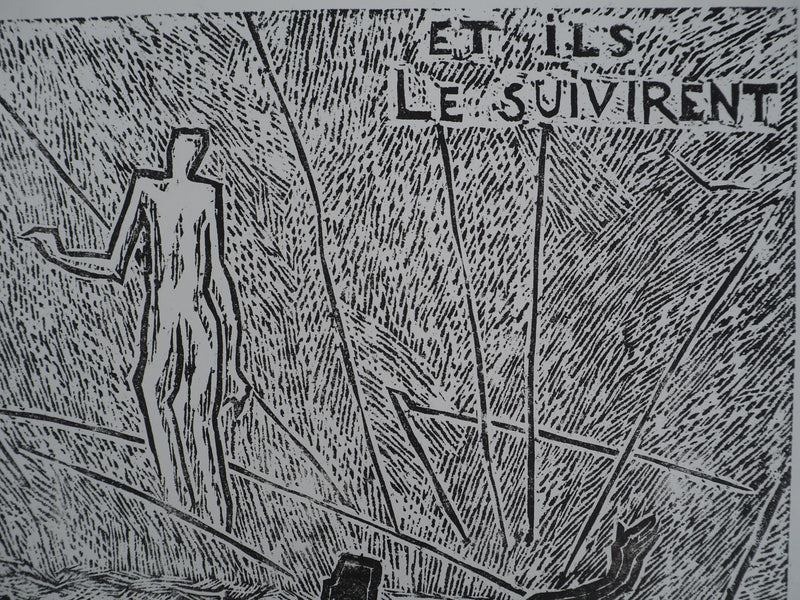 Monique LAVALLEE : Saint Mathieu, Gravure sur bois originale (photo de détail 3) - Crédit photo : Galerie Art.Paris