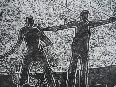 Monique LAVALLEE : Saint Mathieu, Gravure sur bois originale (photo de détail 4) - Crédit photo : Galerie Art.Paris