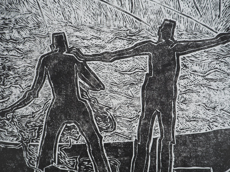 Monique LAVALLEE : Saint Mathieu, Gravure sur bois originale (photo de détail 4) - Crédit photo : Galerie Art.Paris