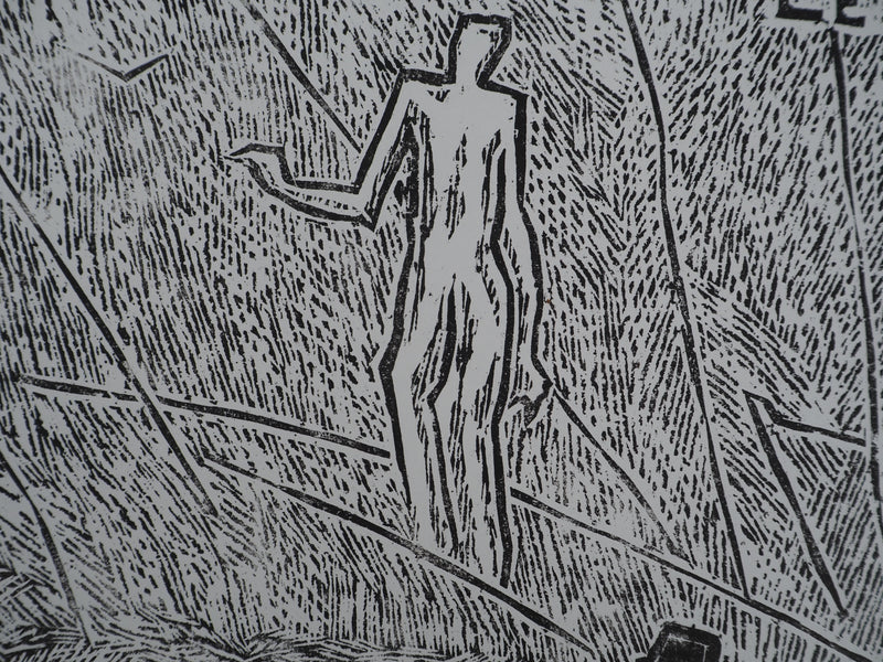 Monique LAVALLEE : Saint Mathieu, Gravure sur bois originale (photo de détail 5) - Crédit photo : Galerie Art.Paris