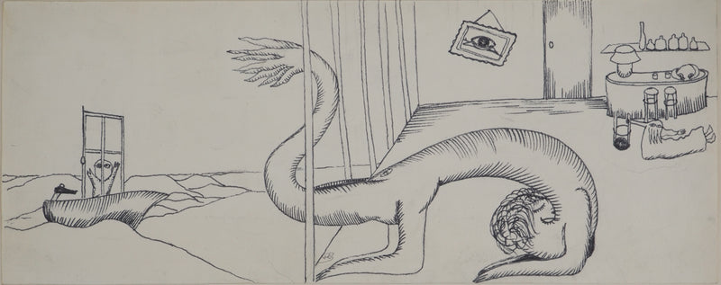 Jean-Claude SILBERMANN : Le monstre des mer, Dessin original (vue générale) - Crédit photo : Galerie Art.Paris