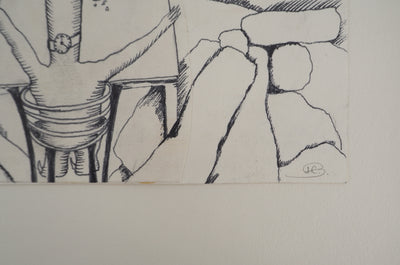 Jean-Claude SILBERMANN : Le verre de bourbon sur les rocher, Dessin original (photo de détail 2) - Crédit photo : Galerie Art.Paris