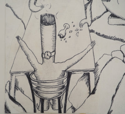 Jean-Claude SILBERMANN : Le verre de bourbon sur les rocher, Dessin original (photo de détail 3) - Crédit photo : Galerie Art.Paris