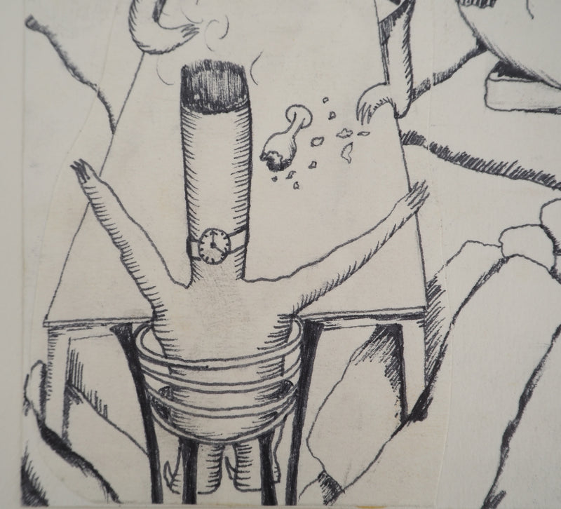 Jean-Claude SILBERMANN : Le verre de bourbon sur les rocher, Dessin original (photo de détail 3) - Crédit photo : Galerie Art.Paris