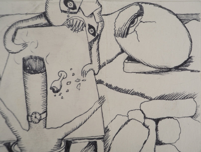 Jean-Claude SILBERMANN : Le verre de bourbon sur les rocher, Dessin original (photo de détail 4) - Crédit photo : Galerie Art.Paris