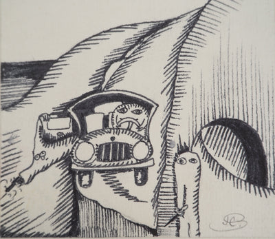 Jean-Claude SILBERMANN : La balade en voitur, Dessin original (photo de détail 3) - Crédit photo : Galerie Art.Paris
