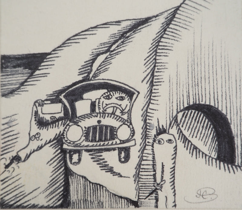 Jean-Claude SILBERMANN : La balade en voitur, Dessin original (photo de détail 3) - Crédit photo : Galerie Art.Paris