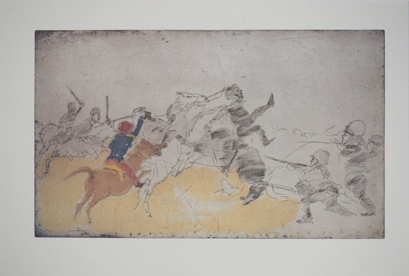 Alfred HRDLICKA : Combat de cavaliers, Héliogravure originale (vue générale) - Crédit photo : Galerie Art.Paris