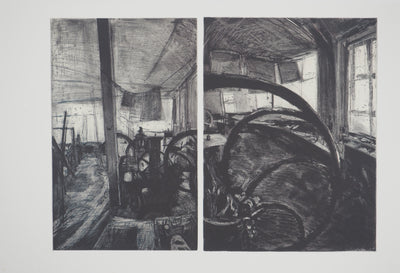 Pierre COLLIN : L'atelier de gravures (Atelier Lacourière), Héliogravure originale (vue générale) - Crédit photo : Galerie Art.Paris