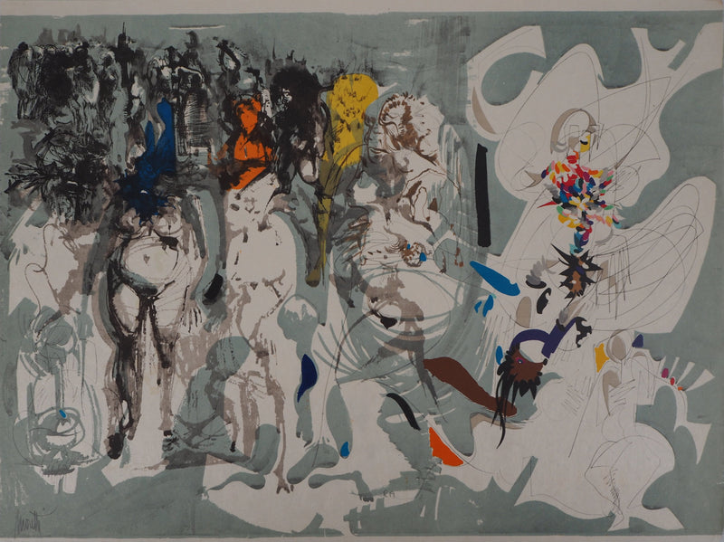 Raymond MORETTI : La rue de la joie, Lithographie originale (vue générale) - Crédit photo : Galerie Art.Paris