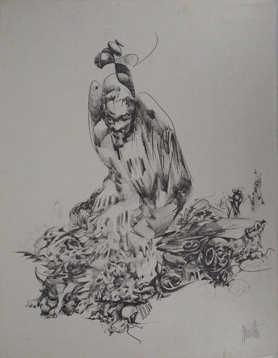 Raymond MORETTI : L'élévation de l'homme, Lithographie originale (vue générale) - Crédit photo : Galerie Art.Paris