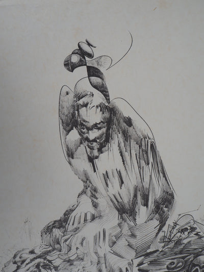 Raymond MORETTI : L'élévation de l'homme, Lithographie originale (photo de détail 3) - Crédit photo : Galerie Art.Paris