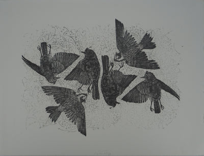 Agathe MAY : L'envol des oiseaux, Gravure sur bois originale (photo de détail 2) - Crédit photo : Galerie Art.Paris