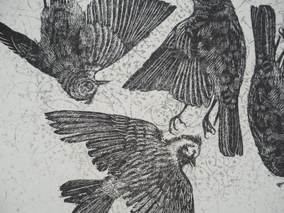Agathe MAY : L'envol des oiseaux, Gravure sur bois originale (photo de détail 3) - Crédit photo : Galerie Art.Paris