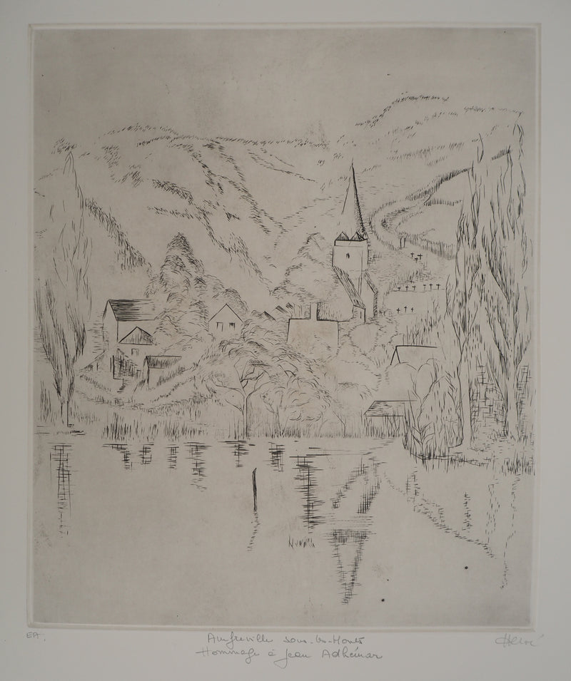 Jeannine HERVE : Amfreville-sous-les-Monts, Gravure originale (photo de détail 2) - Crédit photo : Galerie Art.Paris