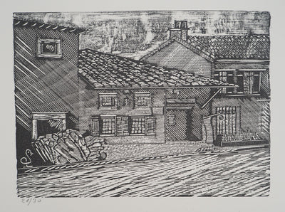 Jean-Claude SIMONIN : Maison en Provence, Gravure sur bois originale (photo de détail 2) - Crédit photo : Galerie Art.Paris