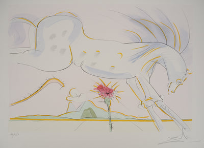 Salvador DALI : Le Bestiaire de La Fontaine, Le cheval à la rose, Gravure originale signée