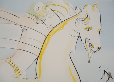 Salvador DALI : Le Bestiaire de La Fontaine, Le cavalier et le cerf, Gravure originale signée