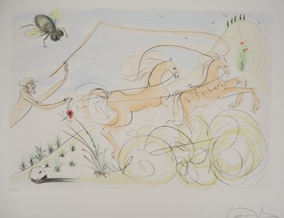 Salvador DALI : Le Bestiaire de La Fontaine, Le cheval et la mouche, Gravure originale signée