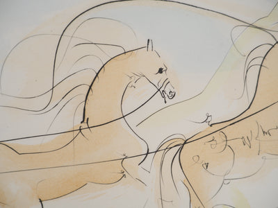 Salvador DALI : Le Bestiaire de La Fontaine, Le cheval et la mouche, Gravure originale signée