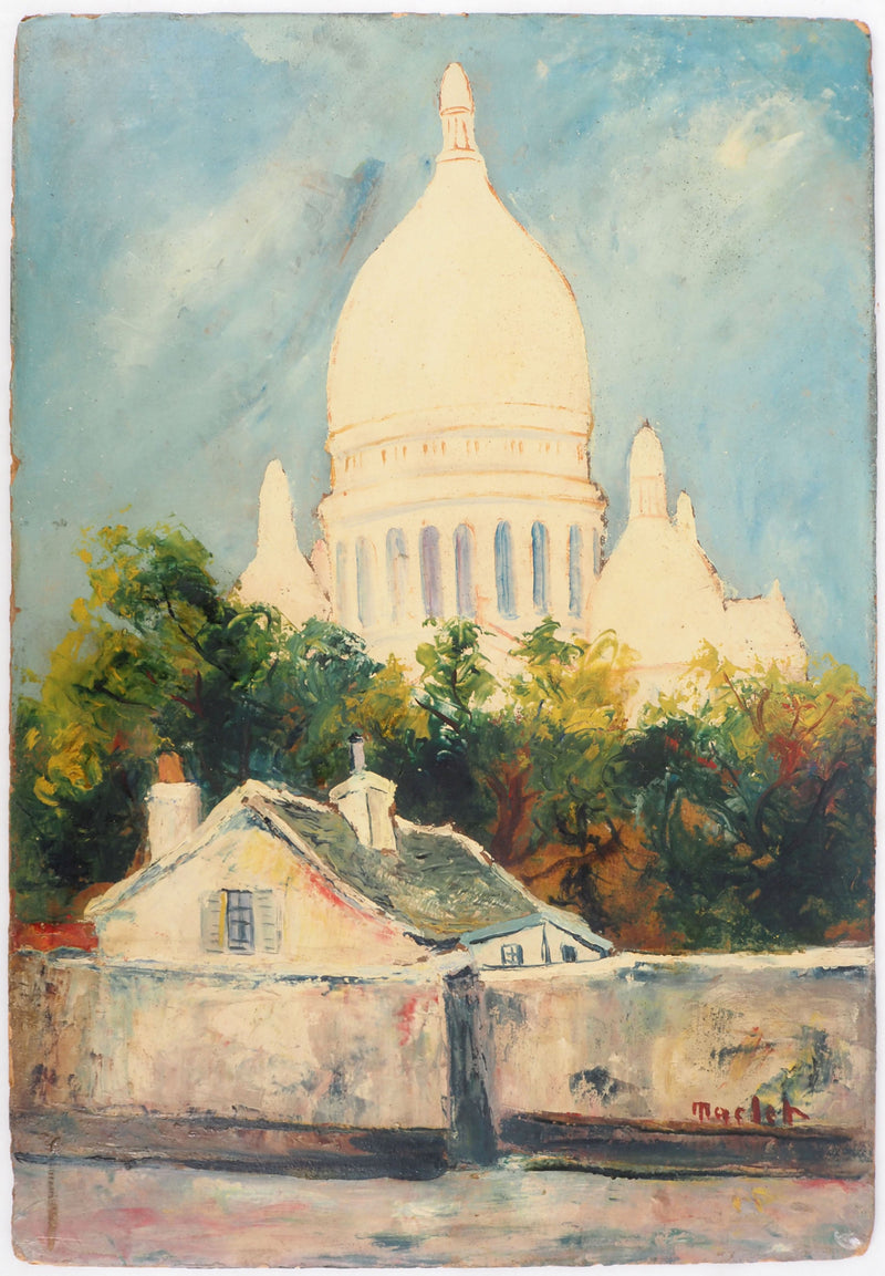 AF Elisée MACLET, Montmartre, Sacré Coeur, Öl auf Holz, signiert