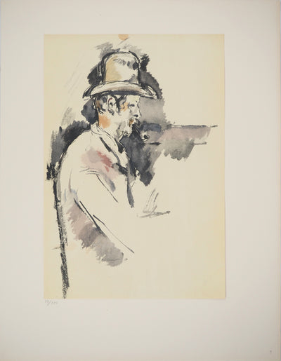 Paul CEZANNE : Etude pour un joueur de carte, Lithographie originale (vue générale) - Crédit photo : Galerie Art.Paris