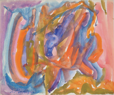 Jeanne MODIGLIANI : Composition abstraite, Aquarelle originale (vue générale) - Crédit photo : Galerie Art.Paris