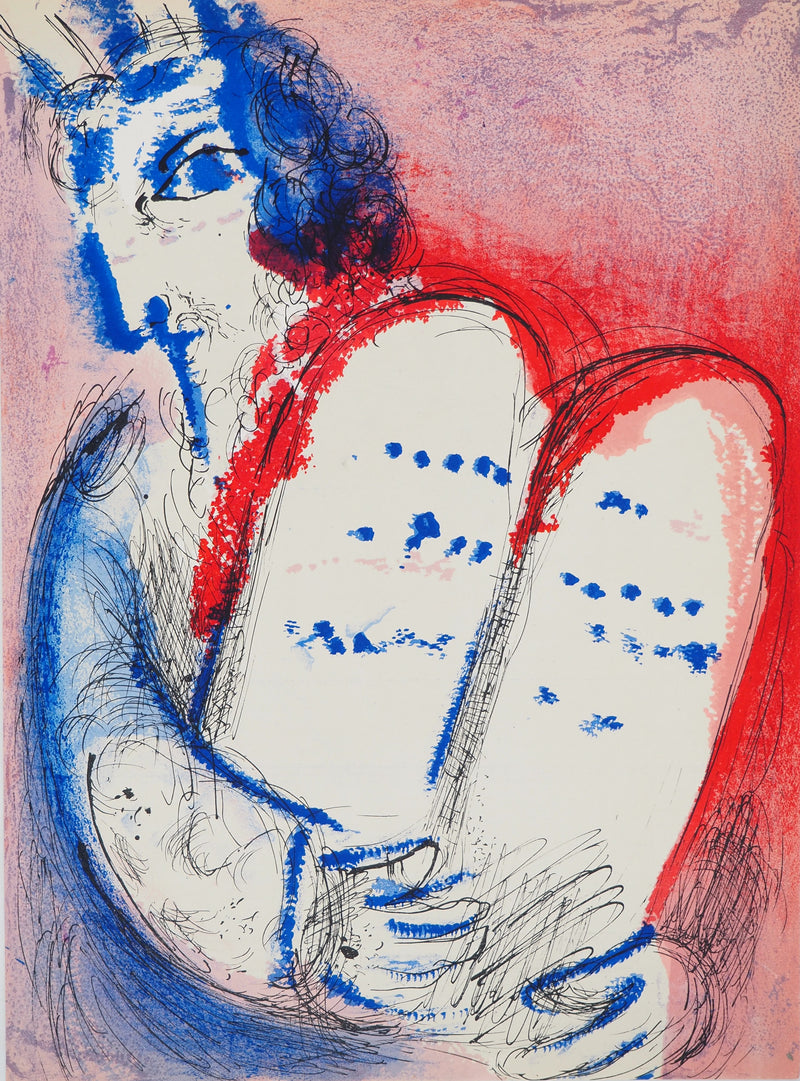 Marc CHAGALL : Moises et les table, Lithographie originale (vue générale) - Crédit photo : Galerie Art.Paris