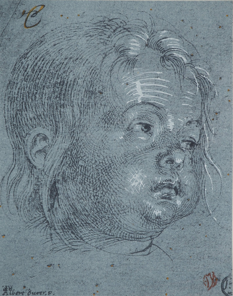 Albrecht DÜRER: Child in profile, Lithograph and stencil signed