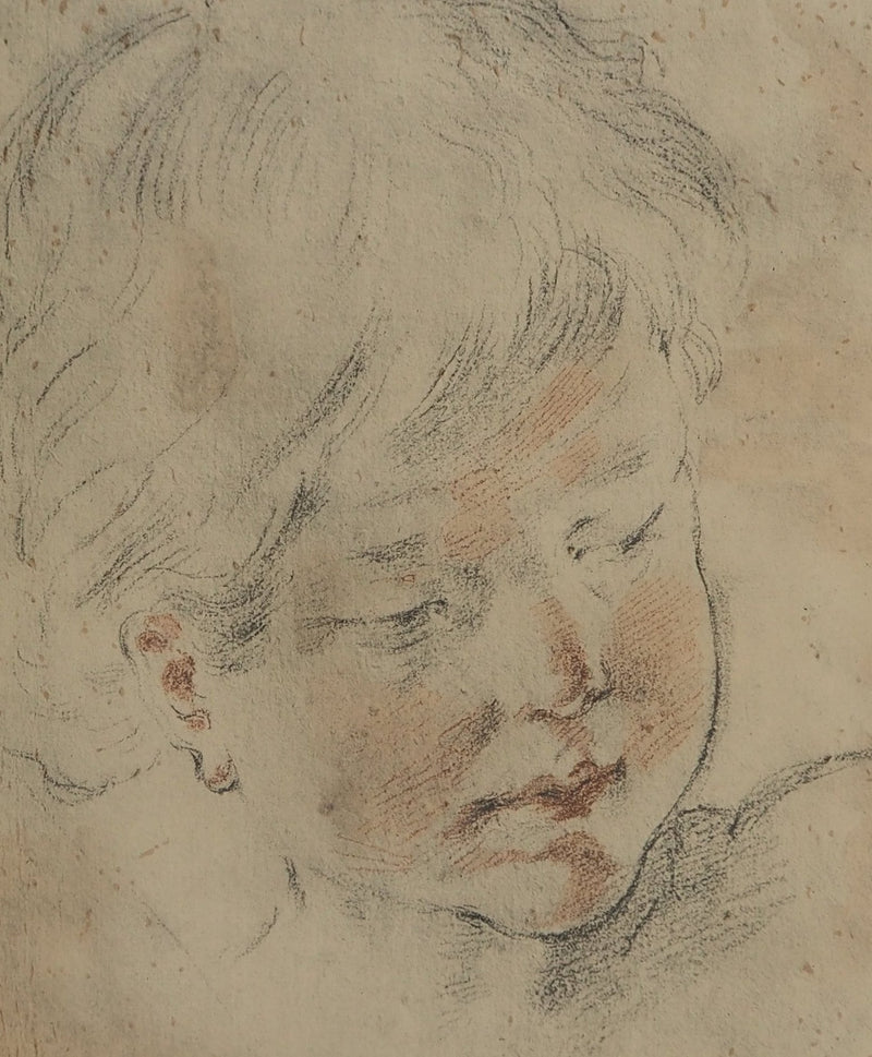 Guido RENI: Kinderporträt, Lithografie und Schablone