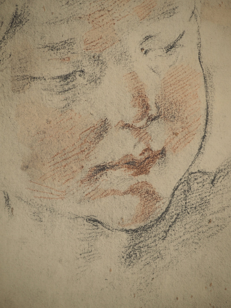 Guido RENI: Kinderporträt, Lithografie und Schablone