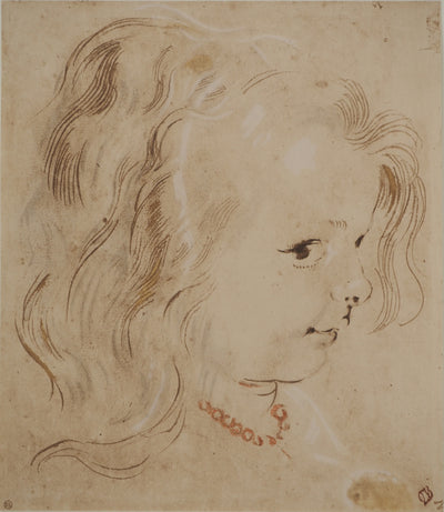 Pierre-Paul RUBENS : Jeune-fille au collier, Lithographie originale (vue générale) - Crédit photo : Galerie Art.Paris