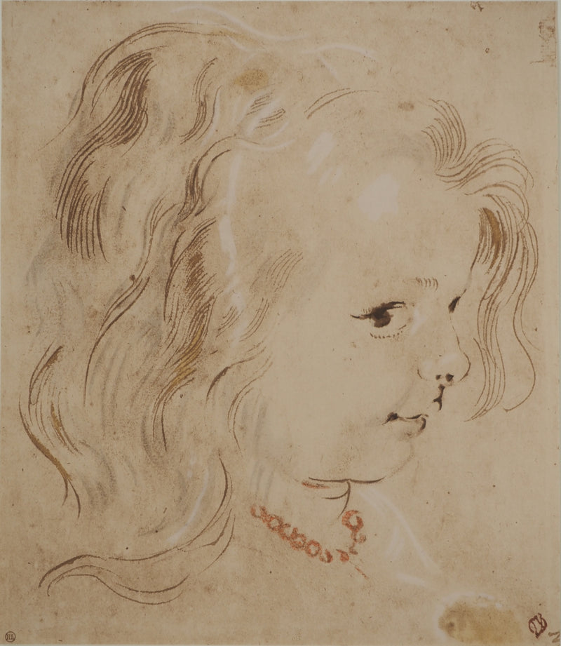 Pierre-Paul RUBENS : Jeune-fille au collier, Lithographie originale (vue générale) - Crédit photo : Galerie Art.Paris