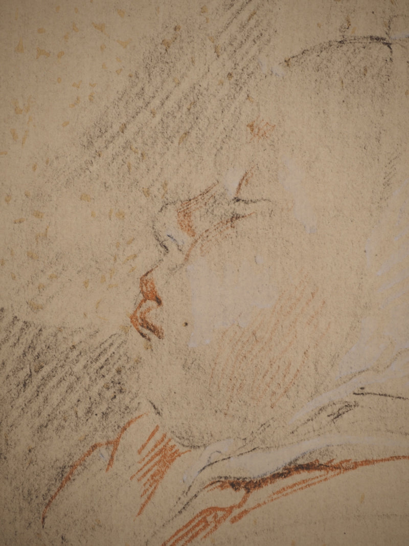 Cornelis DE VOS: Schlafendes Kind, Lithografie und Schablone