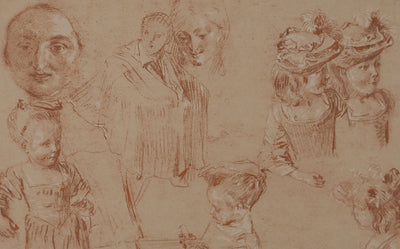 Antoine WATTEAU: Sketch of a little girl, Lithograph and stencil signed