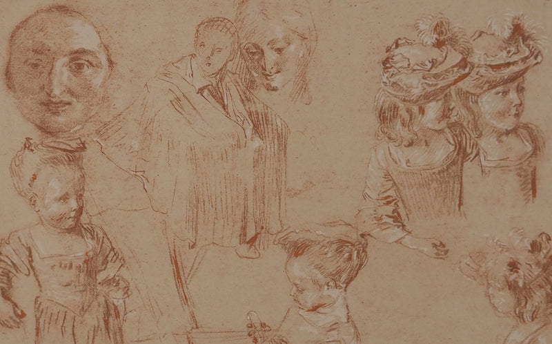 Antoine WATTEAU: Sketch of a little girl, Lithograph and stencil signed