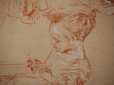 Antoine WATTEAU: Sketch of a little girl, Lithograph and stencil signed