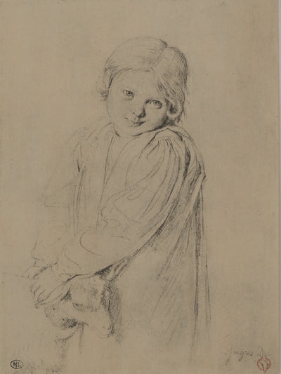 Jean-Auguste-Dominique INGRES : Enfant à la chèvre, Lithographie originale (photo de détail 2) - Crédit photo : Galerie Art.Paris